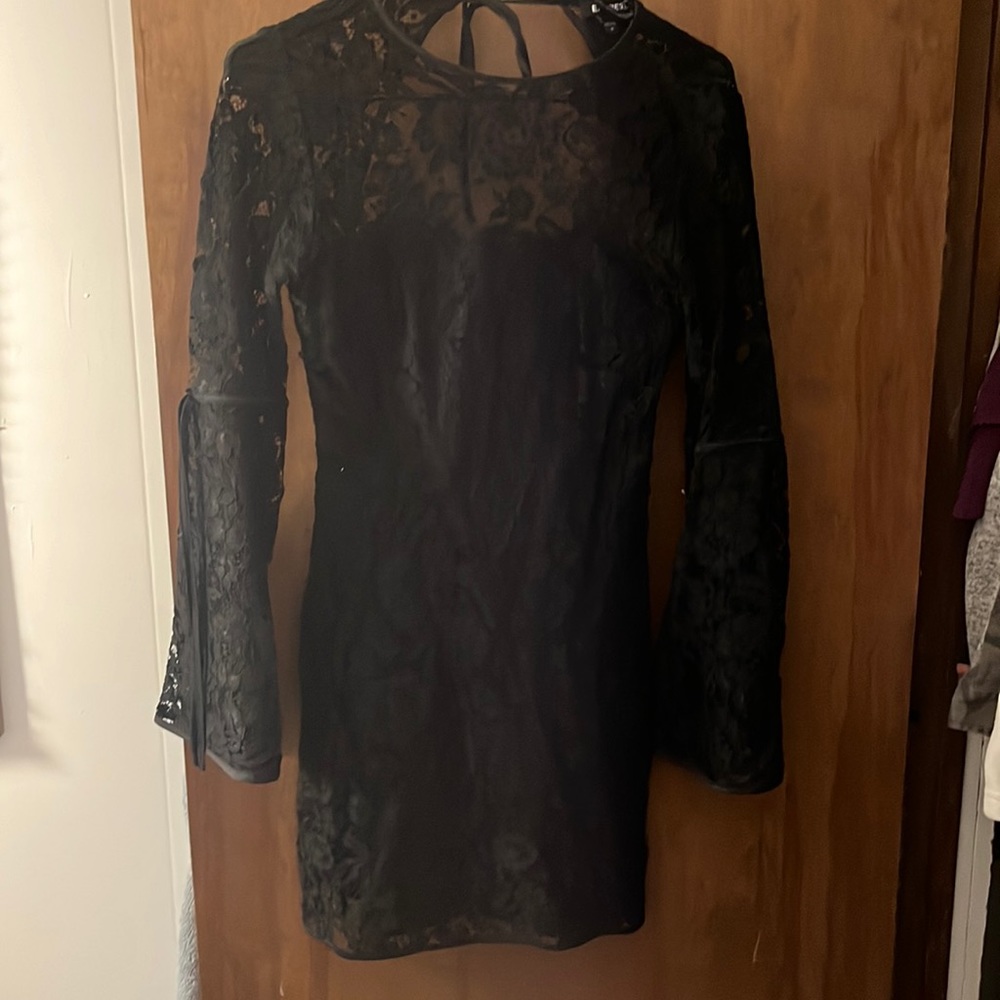 Black lace fitted dress